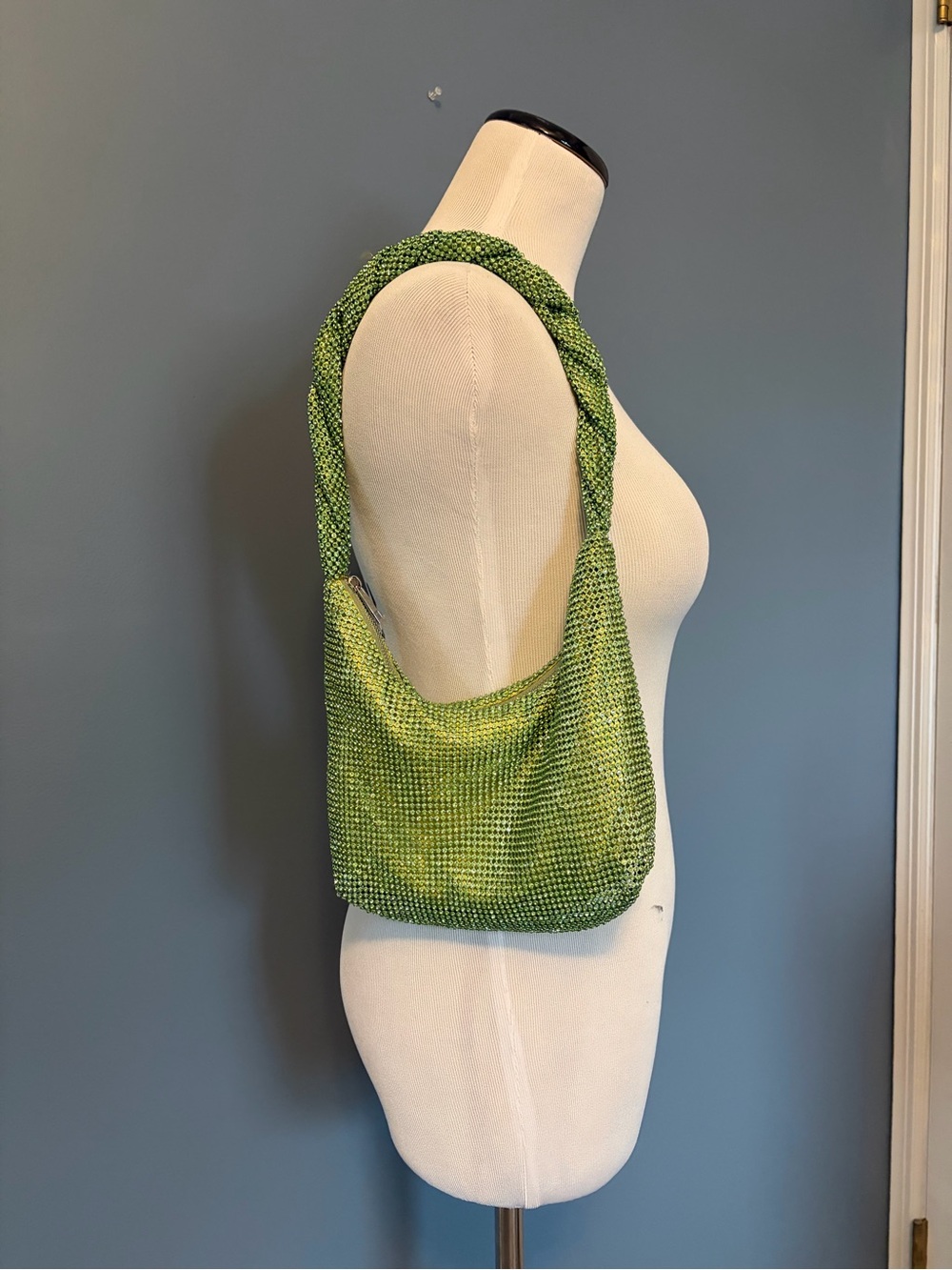 Zara Green Rhinestoned Y2K Shoulder Bag